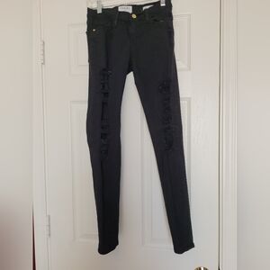 FRAME DENIM Black Le Skinny de Jeanne 25